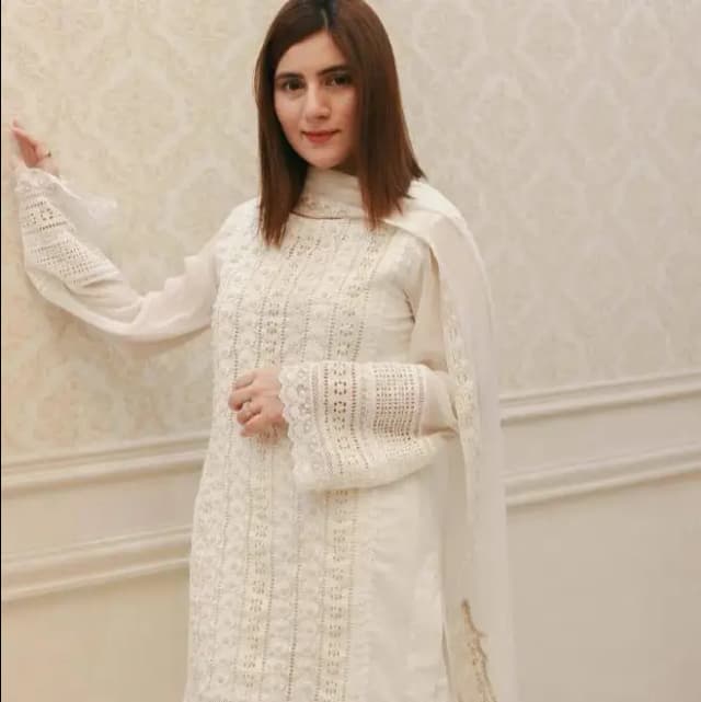 3 pcs unstitched lawn suit , Full Chikankari Embroided