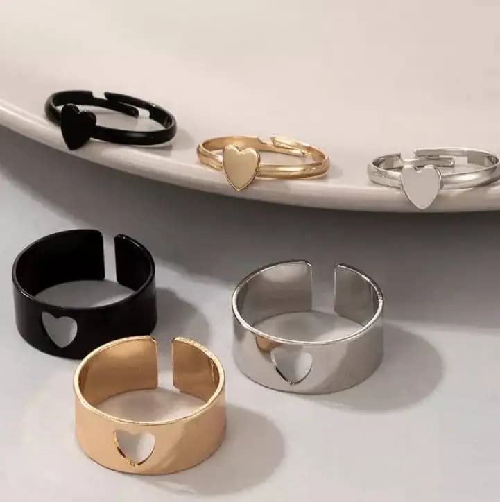 6 Pcs Trendy Couple Heart rings
