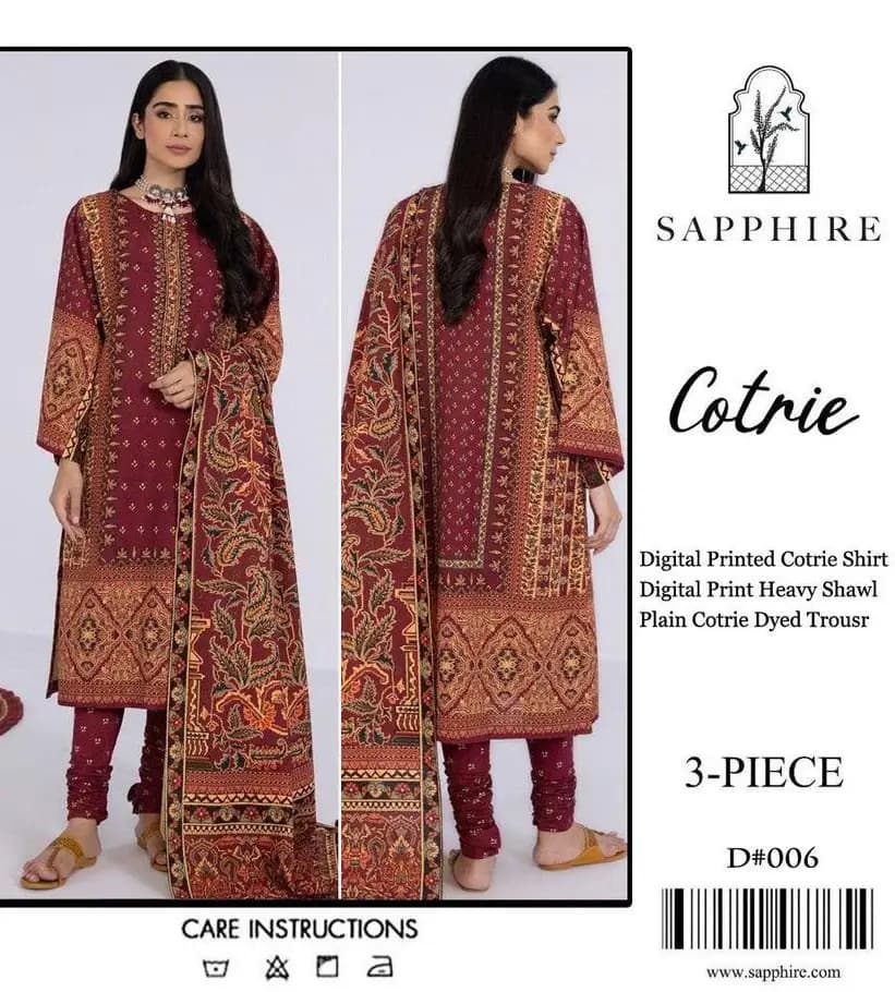 3 Pcs Unstitched Courtrai Suit